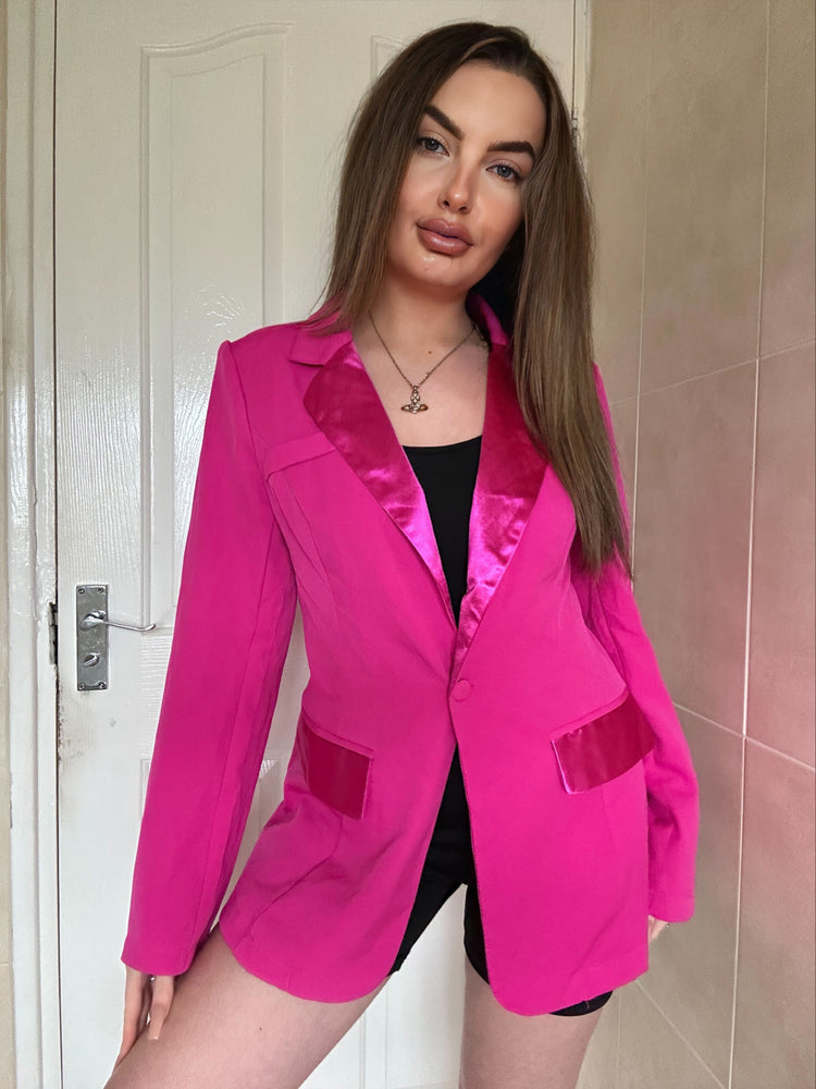 CASEY HOT PINK SATIN BLAZER