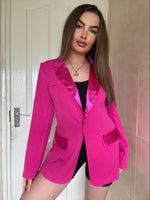 CASEY HOT PINK SATIN BLAZER