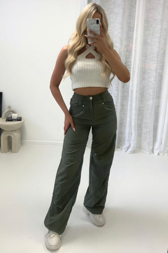 LUCINDA KHAKI RELAXED CARGO TROUSERS