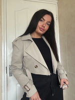 NUDE BUTTONED CROPPED TRENCH COAT