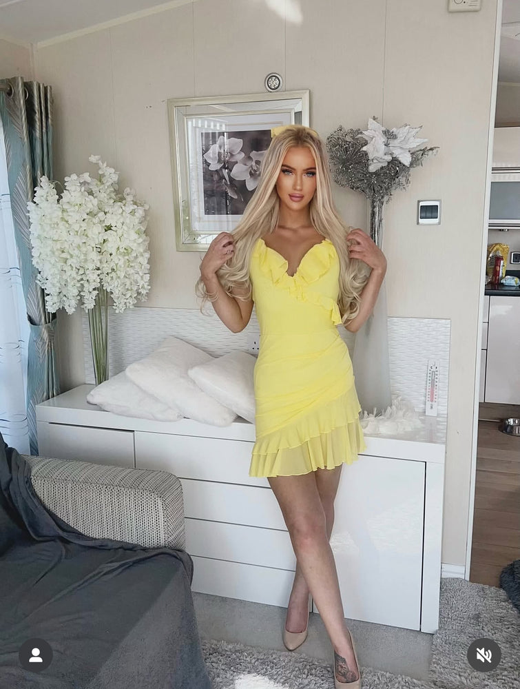 BUTTER YELLOW RUFFLE DRESS