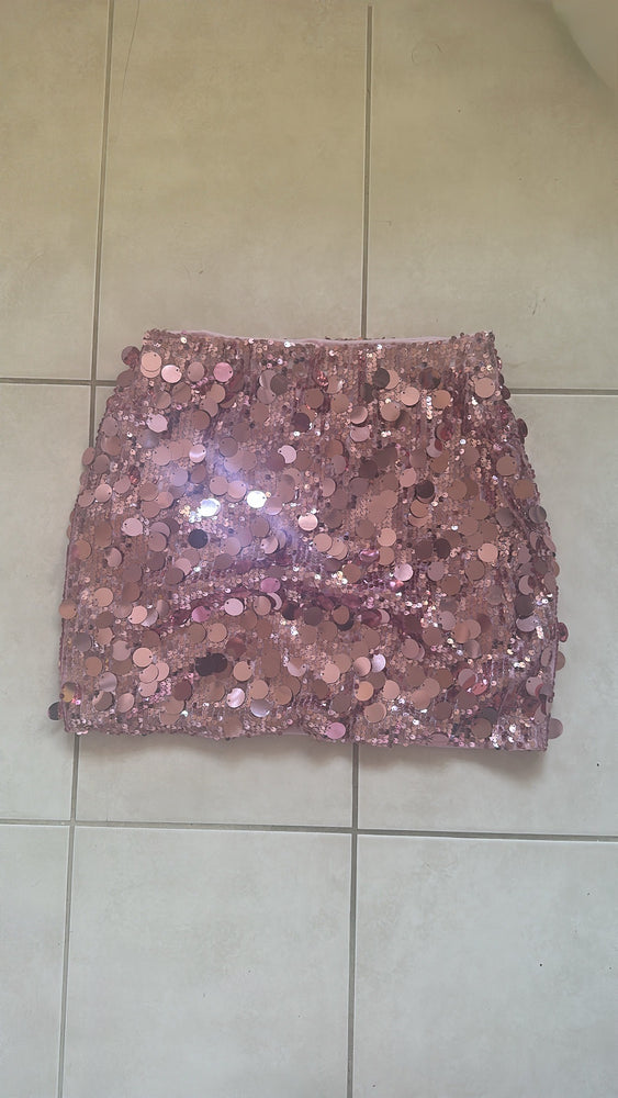 ROSE PINK SEQUIN MINI SKIRT
