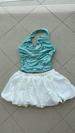 WHITE EMBROIDERED RUFFLE SKORT