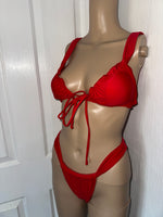 RED TIE PLUNGE BIKINI SET