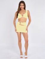 BUTTER YELLOW HEART BUCKLE BRALET SKIRT TWO PIECE
