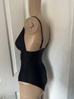 BLACK BASIC RUCHED SWIMSUIT
