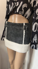 LEATHER LOOK FLEECE TRIM MINI SKIRT