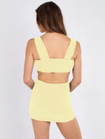 BUTTER YELLOW HEART BUCKLE BRALET SKIRT TWO PIECE