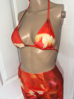 FIRECRACKER RED THREE PIECE BIKINI SET