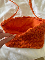 ORANGE WOVEN STRAW CROSSBODY BAG