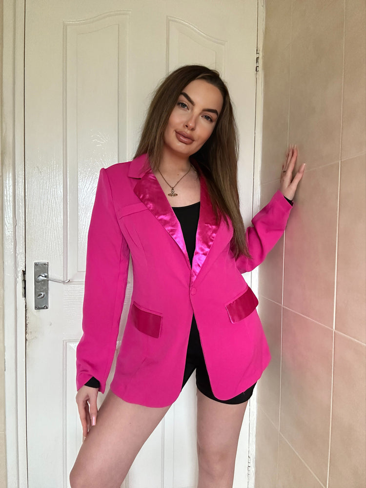 CASEY HOT PINK SATIN BLAZER