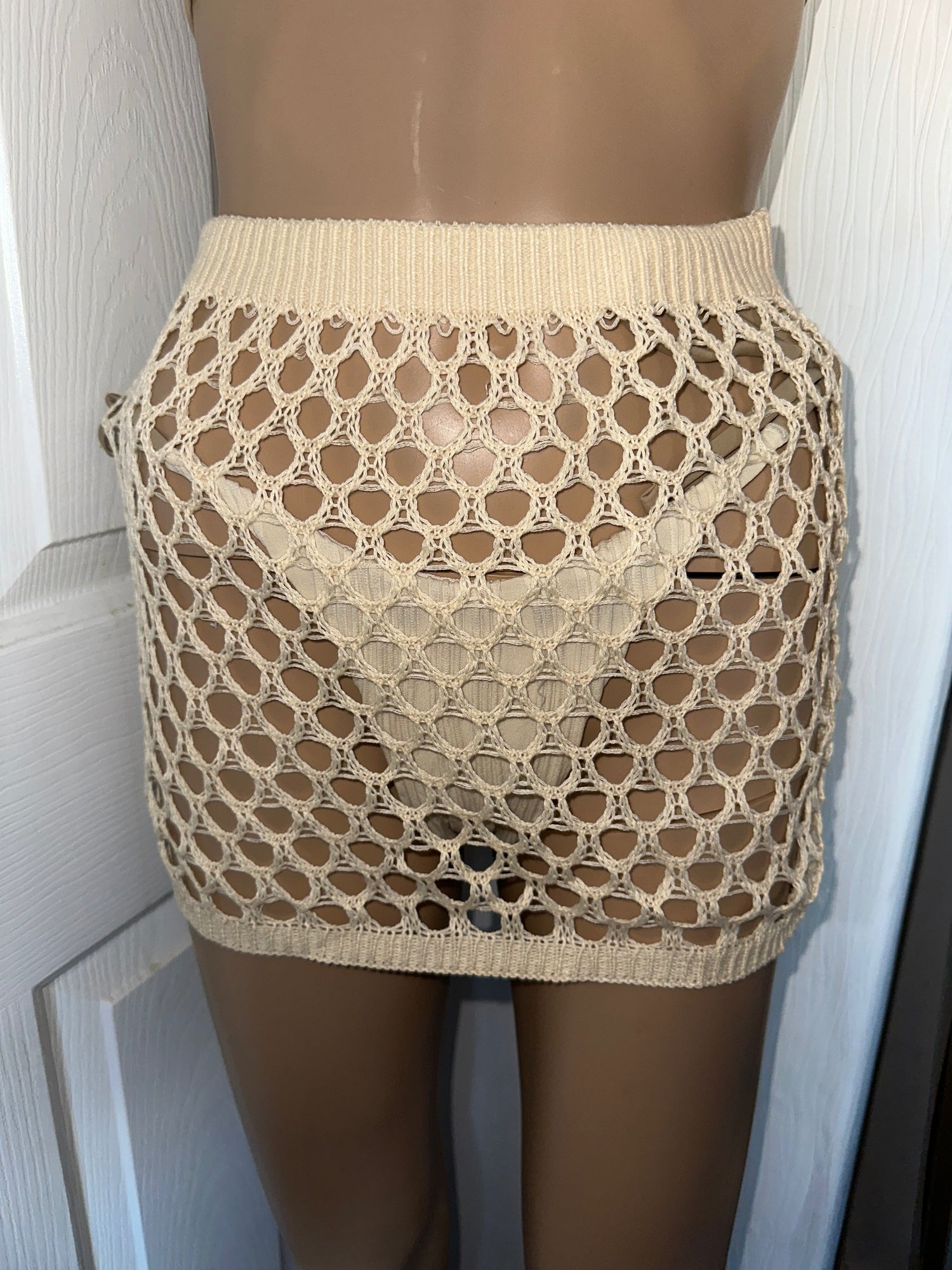 NUDE CUT OUT KNITTED BEACH COVER UP SKIRT katiejadeboutique