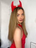HALLOWEEN RED SEQUIN FLUFFY DEVIL HORNS